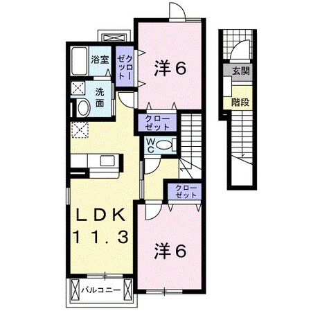 妙寺駅 徒歩8分 2階の物件間取画像